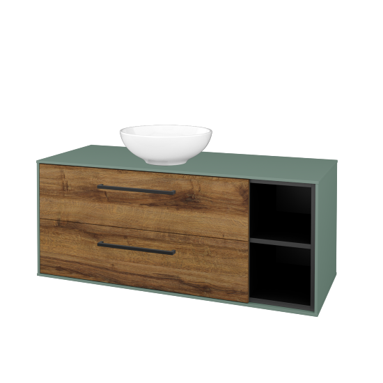 Skříňka pod umyvadlo KVADRO SZZ2O2P 120 (umyvadlo Nikolo 1)  - M18 Mint mat - Úchytka T06 - D27 Cognac - Ne