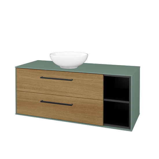 Skříňka pod umyvadlo KVADRO SZZ2O2P 120 (umyvadlo Nikolo 1)  - M18 Mint mat - Úchytka T06 - D29 Honey - Ne