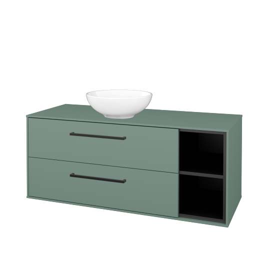 Skříňka pod umyvadlo KVADRO SZZ2O2P 120 (umyvadlo Nikolo 1)  - M18 Mint mat - Úchytka T06 - M18 Mint mat - Ne