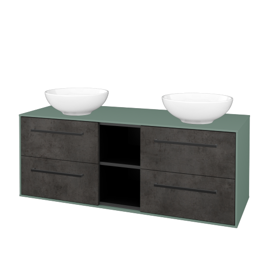 Skříňka pod umyvadlo KVADRO SZZ4O2 130 (umyvadlo Nikolo 1)  - M18 Mint mat - Úchytka T06 - D16 Beton tmavý - Ne