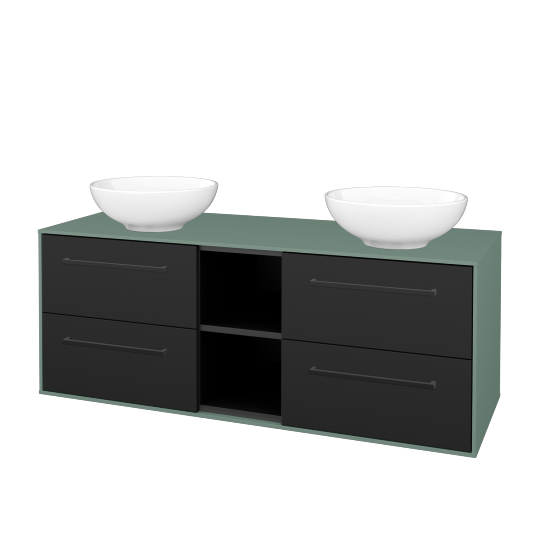 Skříňka pod umyvadlo KVADRO SZZ4O2 130 (umyvadlo Nikolo 1)  - M18 Mint mat - Úchytka T06 - N03 Graphite - Ne