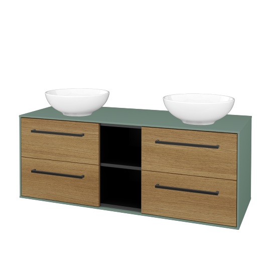 Skříňka pod umyvadlo KVADRO SZZ4O2 130 (umyvadlo Nikolo 1)  - M18 Mint mat - Úchytka T06 - D29 Honey - Ne