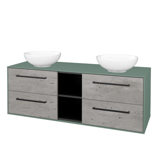 Skříňka pod umyvadlo KVADRO SZZ4O2 140 (umyvadlo Nikolo 1)  - M18 Mint mat - Úchytka T06 - D01 Beton - Ne