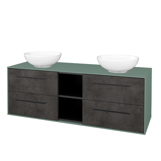 Skříňka pod umyvadlo KVADRO SZZ4O2 140 (umyvadlo Nikolo 1)  - M18 Mint mat - Úchytka T06 - D16 Beton tmavý - Ne