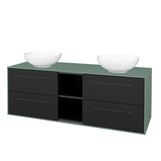 Skříňka pod umyvadlo KVADRO SZZ4O2 140 (umyvadlo Nikolo 1)  - M18 Mint mat - Úchytka T06 - N03 Graphite - Ne