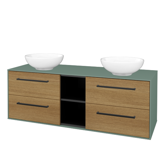 Skříňka pod umyvadlo KVADRO SZZ4O2 140 (umyvadlo Nikolo 1)  - M18 Mint mat - Úchytka T06 - D29 Honey - Ne