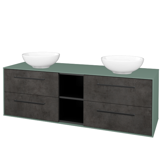 Skříňka pod umyvadlo KVADRO SZZ4O2 150 (umyvadlo Nikolo 1)  - M18 Mint mat - Úchytka T06 - D16 Beton tmavý - Ne