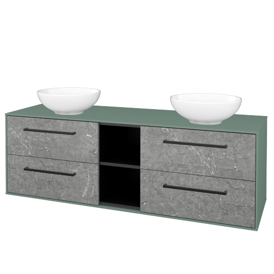 Skříňka pod umyvadlo KVADRO SZZ4O2 150 (umyvadlo Nikolo 1)  - M18 Mint mat - Úchytka T06 - D20 Galaxy - Ne
