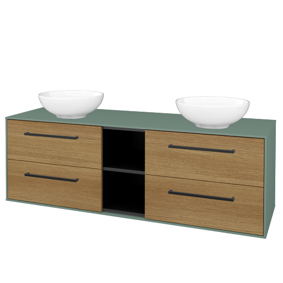Skříňka pod umyvadlo KVADRO SZZ4O2 150 (umyvadlo Nikolo 1)  - M18 Mint mat - Úchytka T06 - D29 Honey - Ne