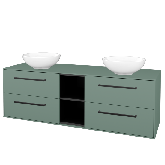 Skříňka pod umyvadlo KVADRO SZZ4O2 150 (umyvadlo Nikolo 1)  - M18 Mint mat - Úchytka T06 - M18 Mint mat - Ne