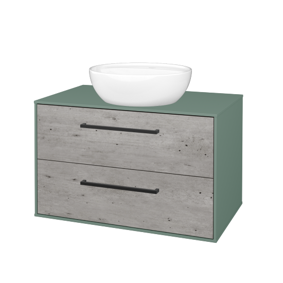 Skříňka pod umyvadlo KVADRO SZZ2 80 (umyvadlo Nikolo 2)  - M18 Mint mat - Úchytka T06 - D01 Beton - Ne
