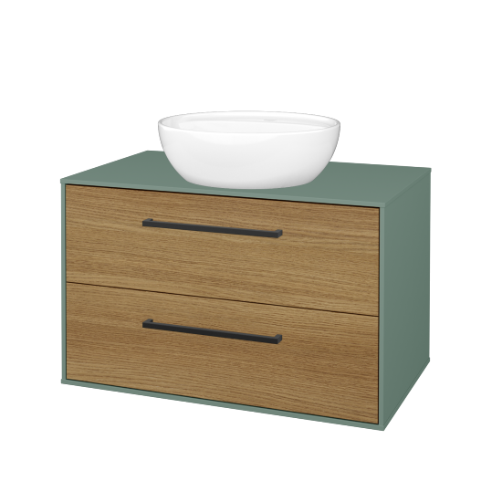 Skříňka pod umyvadlo KVADRO SZZ2 80 (umyvadlo Nikolo 2)  - M18 Mint mat - Úchytka T06 - D29 Honey - Ne