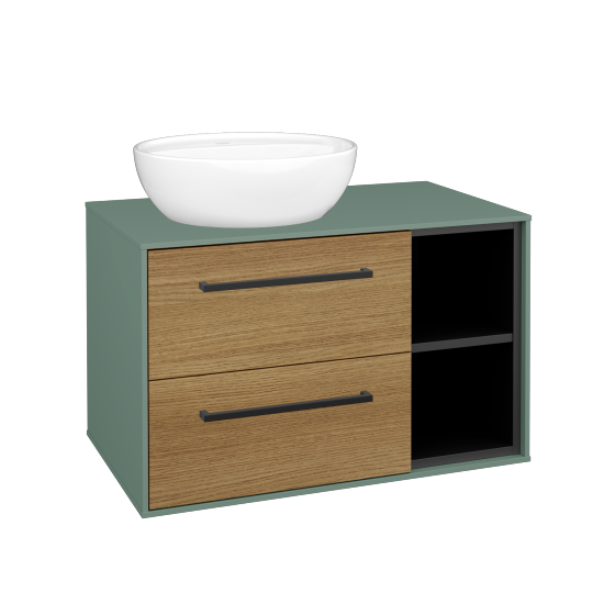 Skříňka pod umyvadlo KVADRO SZZ2O2P 80 (umyvadlo Nikolo 2)  - M18 Mint mat - Úchytka T06 - D29 Honey - Ne