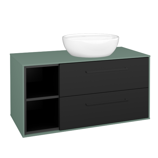 Skříňka pod umyvadlo KVADRO SZZ2O2L 100 (umyvadlo Nikolo 2)  - M18 Mint mat - Úchytka T06 - N03 Graphite - Ne