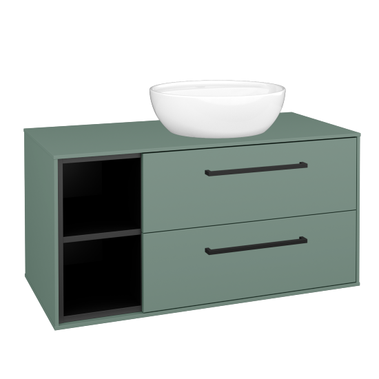 Skříňka pod umyvadlo KVADRO SZZ2O2L 100 (umyvadlo Nikolo 2)  - M18 Mint mat - Úchytka T06 - M18 Mint mat - Ne