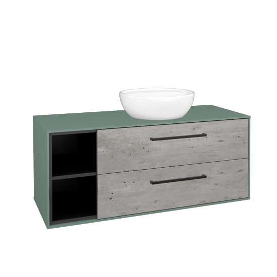 Skříňka pod umyvadlo KVADRO SZZ2O2L 120 (umyvadlo Nikolo 2)  - M18 Mint mat - Úchytka T06 - D01 Beton - Ne