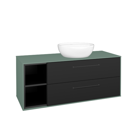 Skříňka pod umyvadlo KVADRO SZZ2O2L 120 (umyvadlo Nikolo 2)  - M18 Mint mat - Úchytka T06 - N03 Graphite - Ne