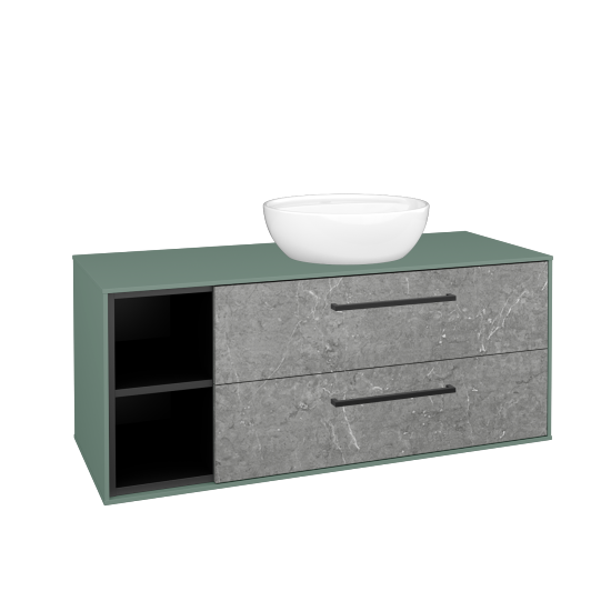 Skříňka pod umyvadlo KVADRO SZZ2O2L 120 (umyvadlo Nikolo 2)  - M18 Mint mat - Úchytka T06 - D20 Galaxy - Ne