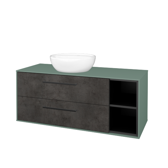 Skříňka pod umyvadlo KVADRO SZZ2O2P 120 (umyvadlo Nikolo 2)  - M18 Mint mat - Úchytka T06 - D16 Beton tmavý - Ne