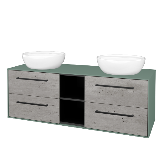 Skříňka pod umyvadlo KVADRO SZZ4O2 140 (umyvadlo Nikolo 2)  - M18 Mint mat - Úchytka T06 - D01 Beton - Ne