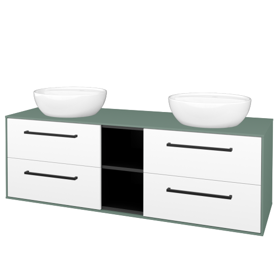 Skříňka pod umyvadlo KVADRO SZZ4O2 150 (umyvadlo Nikolo 2)  - M18 Mint mat - Úchytka T06 - N01 Bílá lesk - Ne