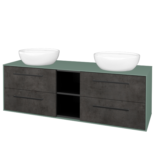 Skříňka pod umyvadlo KVADRO SZZ4O2 150 (umyvadlo Nikolo 2)  - M18 Mint mat - Úchytka T06 - D16 Beton tmavý - Ne