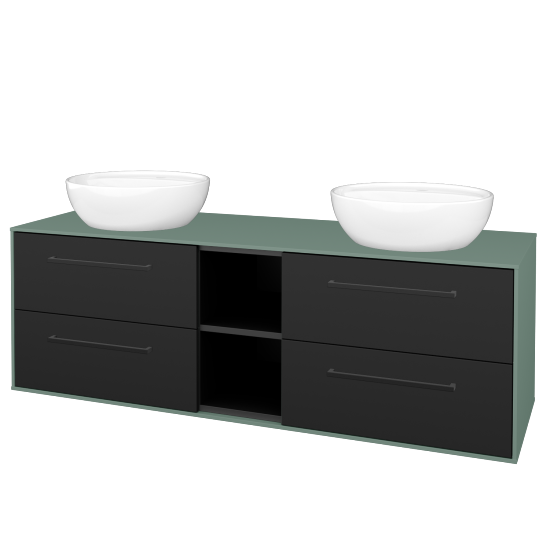 Skříňka pod umyvadlo KVADRO SZZ4O2 150 (umyvadlo Nikolo 2)  - M18 Mint mat - Úchytka T06 - N03 Graphite - Ne