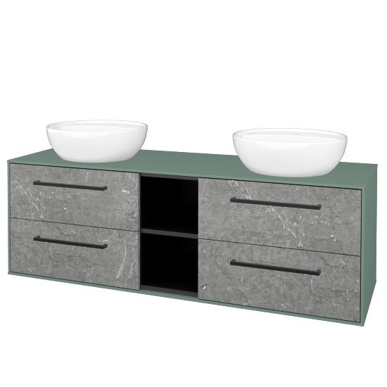 Skříňka pod umyvadlo KVADRO SZZ4O2 150 (umyvadlo Nikolo 2)  - M18 Mint mat - Úchytka T06 - D20 Galaxy - Ne