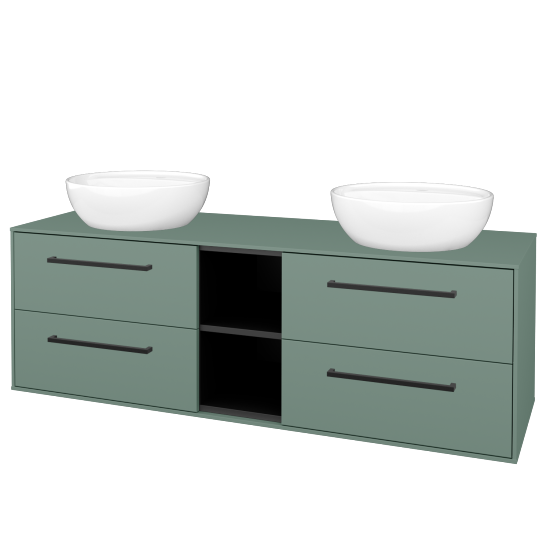 Skříňka pod umyvadlo KVADRO SZZ4O2 150 (umyvadlo Nikolo 2)  - M18 Mint mat - Úchytka T06 - M18 Mint mat - Ne