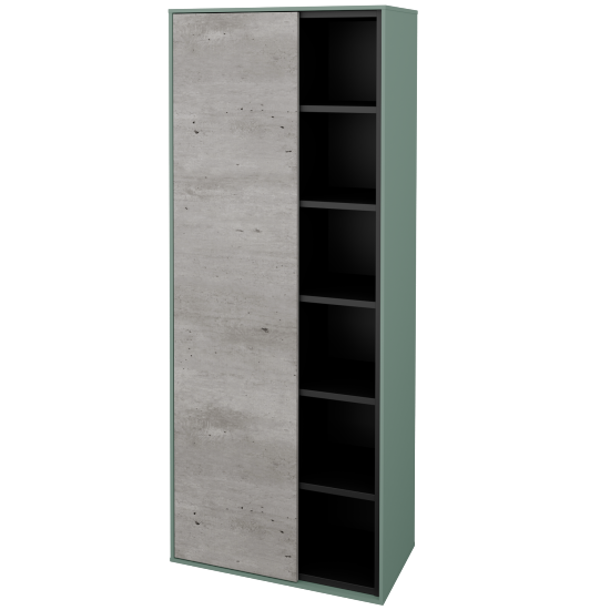 Vysoká koupelnová skříň KVADRO SVDO6 60  - M18 Mint mat - D01 Beton - Levé - Ne