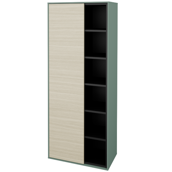 Vysoká koupelnová skříň KVADRO SVDO6 60  - M18 Mint mat - D04 Dub - Levé - Ne
