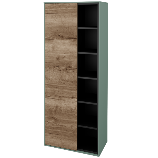 Vysoká koupelnová skříň KVADRO SVDO6 60  - M18 Mint mat - D21 Tobacco - Levé - Ne