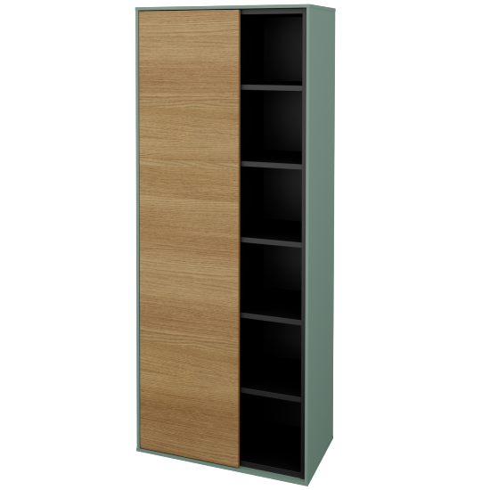 Vysoká koupelnová skříň KVADRO SVDO6 60  - M18 Mint mat - D29 Honey - Levé - Ne
