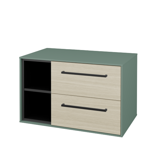 Skříňka pod umyvadlo KVADRO SZZ2O2L 80 (bez umyvadla)  - M18 Mint mat - Úchytka T06 - D04 Dub - Ne