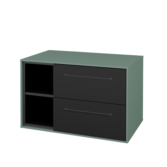 Skříňka pod umyvadlo KVADRO SZZ2O2L 80 (bez umyvadla)  - M18 Mint mat - Úchytka T06 - N03 Graphite - Ne