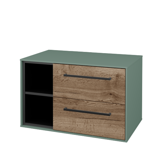 Skříňka pod umyvadlo KVADRO SZZ2O2L 80 (bez umyvadla)  - M18 Mint mat - Úchytka T06 - D21 Tobacco - Ne