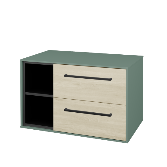 Skříňka pod umyvadlo KVADRO SZZ2O2L 80 (bez umyvadla)  - M18 Mint mat - Úchytka T06 - D24 Ohio - Ne