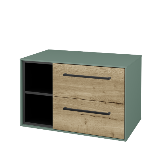 Skříňka pod umyvadlo KVADRO SZZ2O2L 80 (bez umyvadla)  - M18 Mint mat - Úchytka T06 - D26 Ontario - Ne