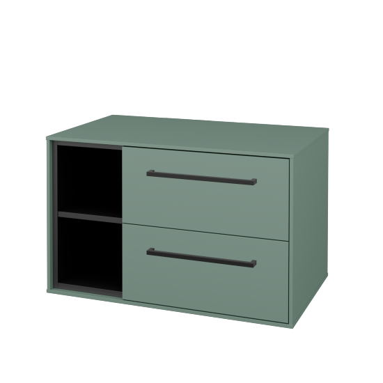 Skříňka pod umyvadlo KVADRO SZZ2O2L 80 (bez umyvadla)  - M18 Mint mat - Úchytka T06 - M18 Mint mat - Ne