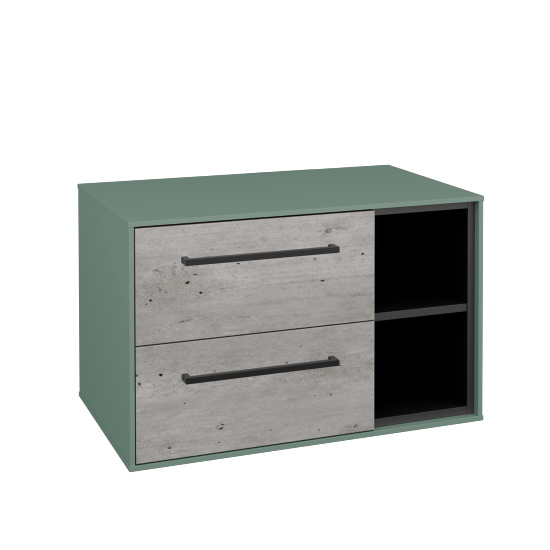 Skříňka pod umyvadlo KVADRO SZZ2O2P 80 (bez umyvadla)  - M18 Mint mat - Úchytka T06 - D01 Beton - Ne