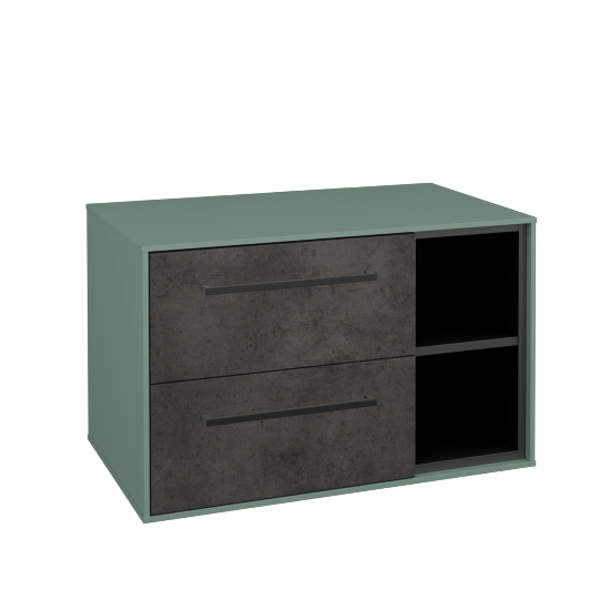 Skříňka pod umyvadlo KVADRO SZZ2O2P 80 (bez umyvadla)  - M18 Mint mat - Úchytka T06 - D16 Beton tmavý - Ne