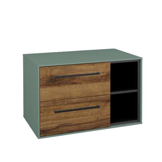 Skříňka pod umyvadlo KVADRO SZZ2O2P 80 (bez umyvadla)  - M18 Mint mat - Úchytka T06 - D27 Cognac - Ne