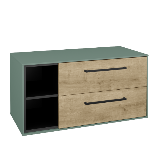 Skříňka pod umyvadlo KVADRO SZZ2O2L 100 (bez umyvadla)  - M18 Mint mat - Úchytka T06 - D09 Arlington - Ne