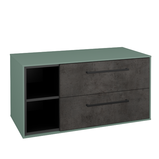 Skříňka pod umyvadlo KVADRO SZZ2O2L 100 (bez umyvadla)  - M18 Mint mat - Úchytka T06 - D16 Beton tmavý - Ne