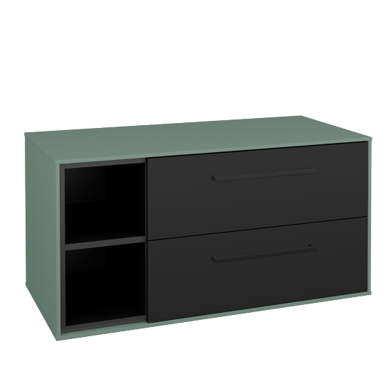 Skříňka pod umyvadlo KVADRO SZZ2O2L 100 (bez umyvadla)  - M18 Mint mat - Úchytka T06 - N03 Graphite - Ne