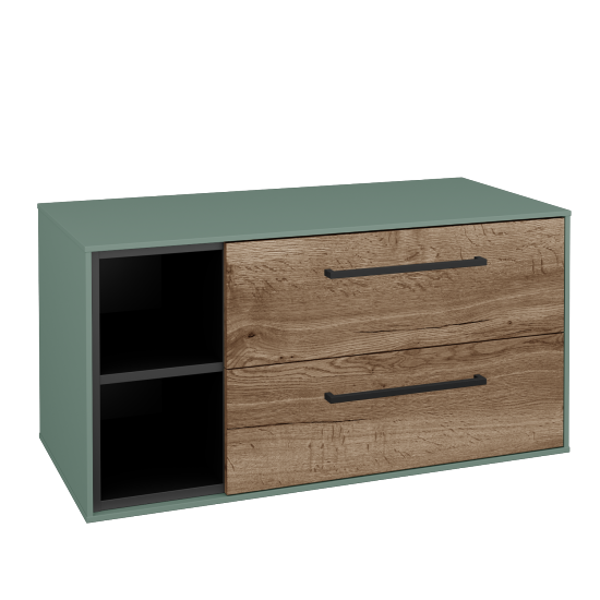 Skříňka pod umyvadlo KVADRO SZZ2O2L 100 (bez umyvadla)  - M18 Mint mat - Úchytka T06 - D21 Tobacco - Ne