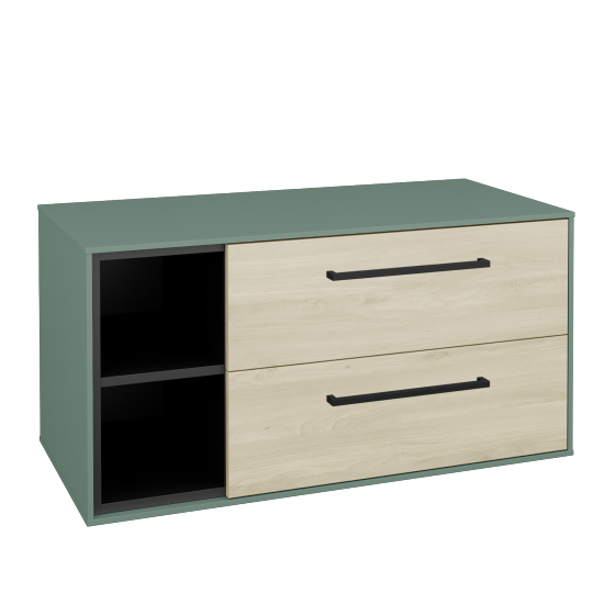 Skříňka pod umyvadlo KVADRO SZZ2O2L 100 (bez umyvadla)  - M18 Mint mat - Úchytka T06 - D24 Ohio - Ne