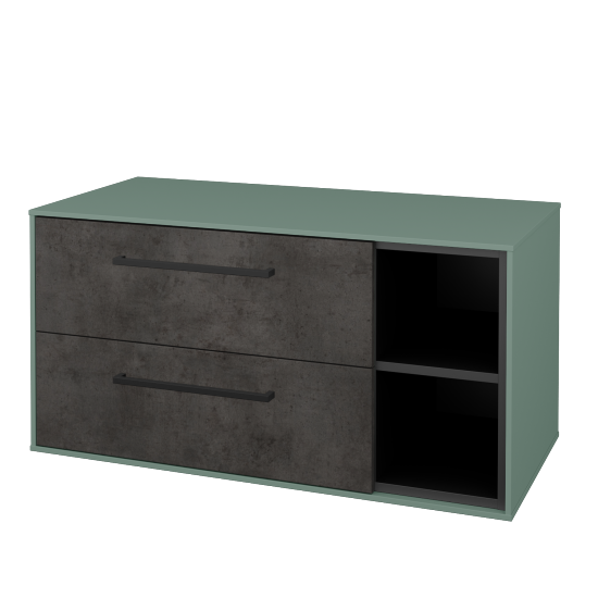 Skříňka pod umyvadlo KVADRO SZZ2O2P 100 (bez umyvadla)  - M18 Mint mat - Úchytka T06 - D16 Beton tmavý - Ne