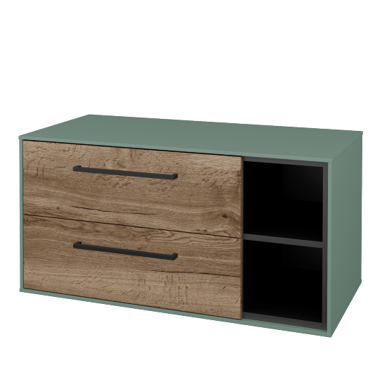 Skříňka pod umyvadlo KVADRO SZZ2O2P 100 (bez umyvadla)  - M18 Mint mat - Úchytka T06 - D21 Tobacco - Ne