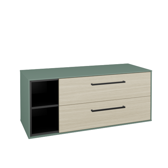 Skříňka pod umyvadlo KVADRO SZZ2O2L 120 (bez umyvadla)  - M18 Mint mat - Úchytka T06 - D04 Dub - Ne
